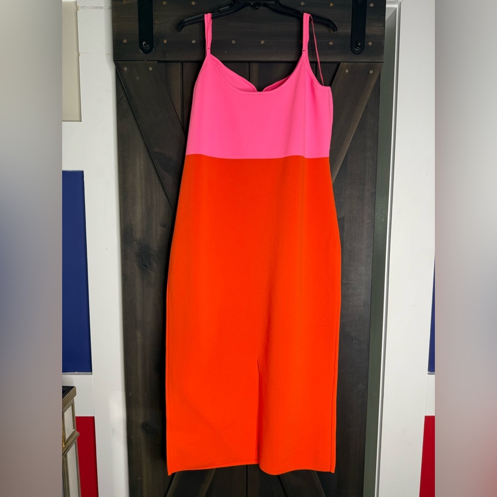 Express Pink and Orange Midi Dress
